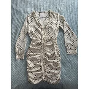 NWT Zara Polka Dot Dress Black White Women's XS Coastal Cocktail Beach Grandma